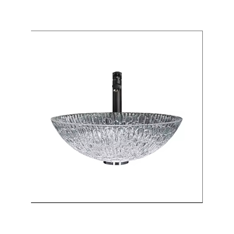 Top quality frosted clear transparent tempered glass bathroom bowl sink basin